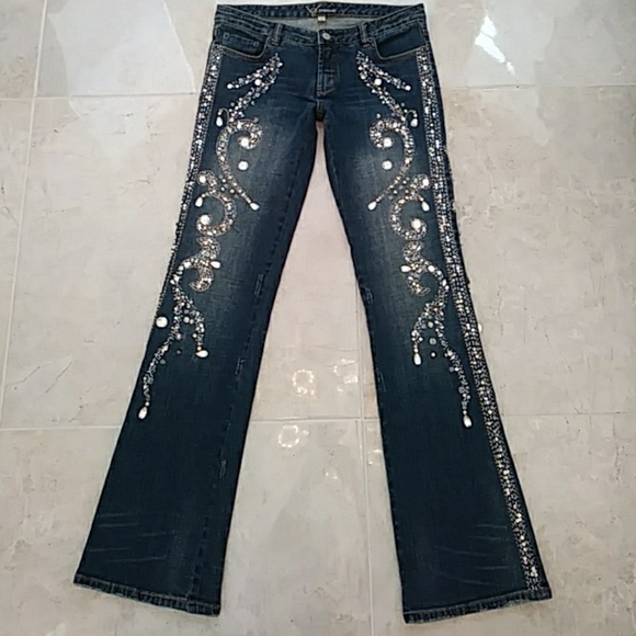 bebe Jeans Bebe Swarovski Crystal Stretch Jeans | Poshmark